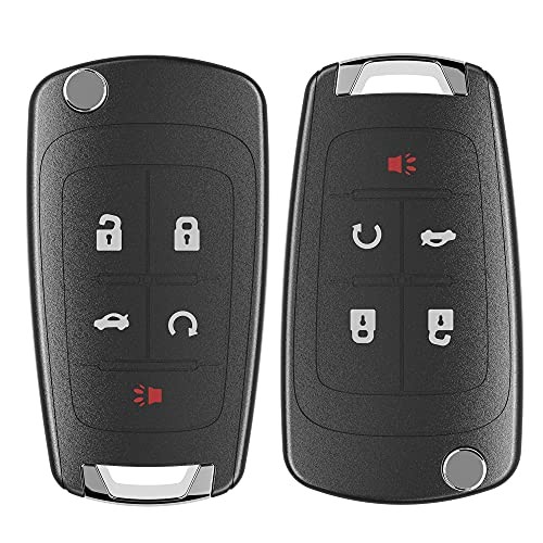 Flip Chevy Key Fob Keyless Entry Remote Start Control Replacement, 5-BTN-2Pcs