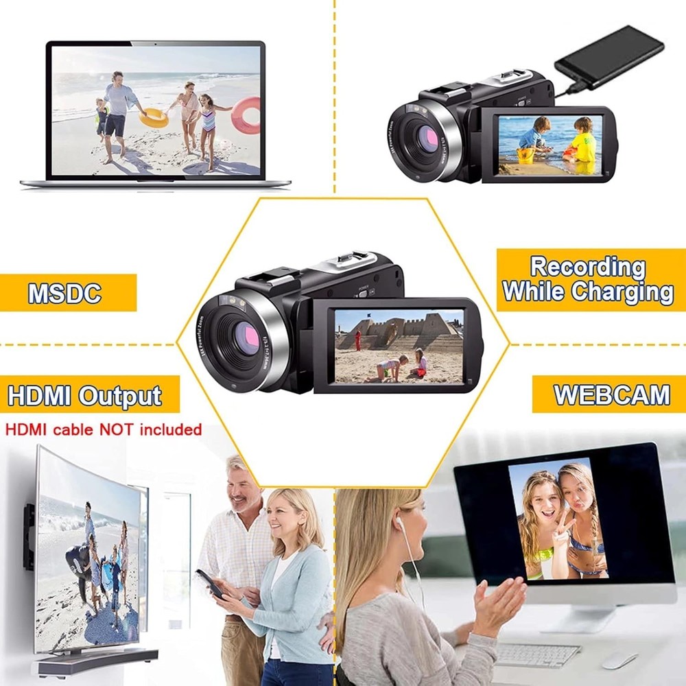 IR Night Vision Camcorder - 1080P Full HD, Remote Control & Time-Lapse Features