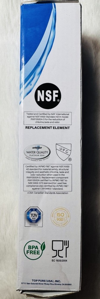 IcePure RWF0500A Refrigerator Water Filter Replacement Filter New Sealed