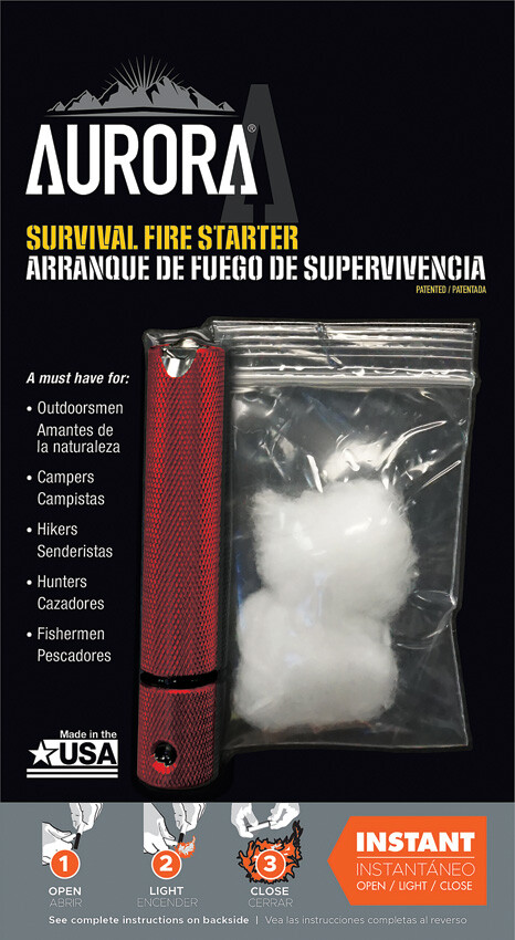 New Aurora Survival Fire Starter Red 190737