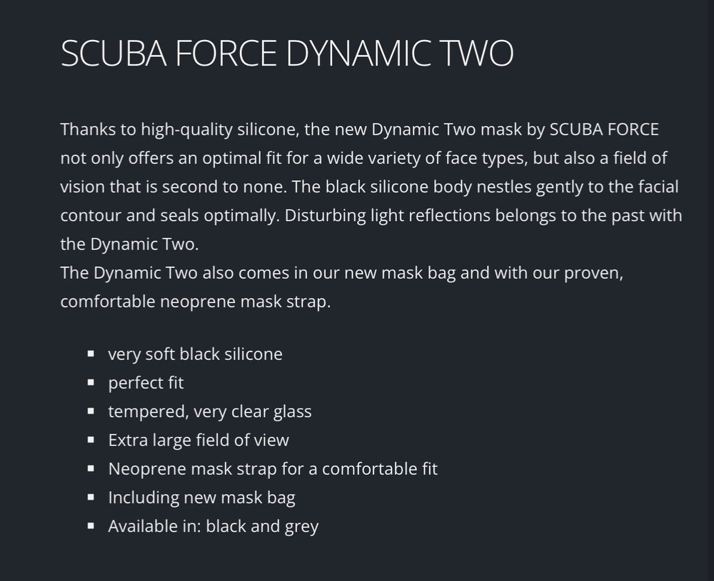 Scuba Force Dynamic 2 Mask - Technical Diving