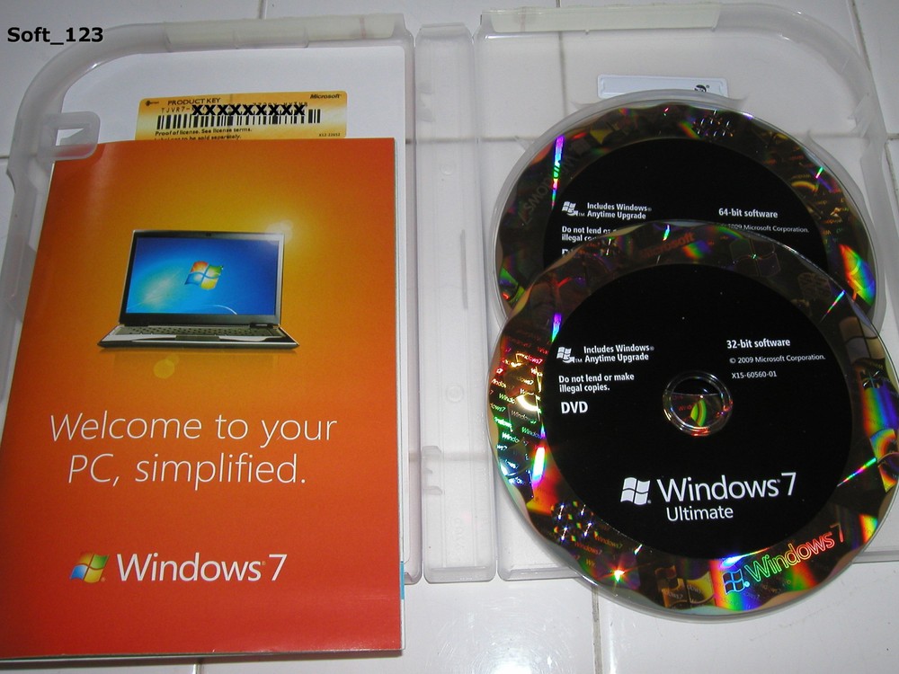 Microsoft Windows 7 Ultimate Full 32 Bit & 64 Bit DVDs MS WIN =RETAIL BOX=
