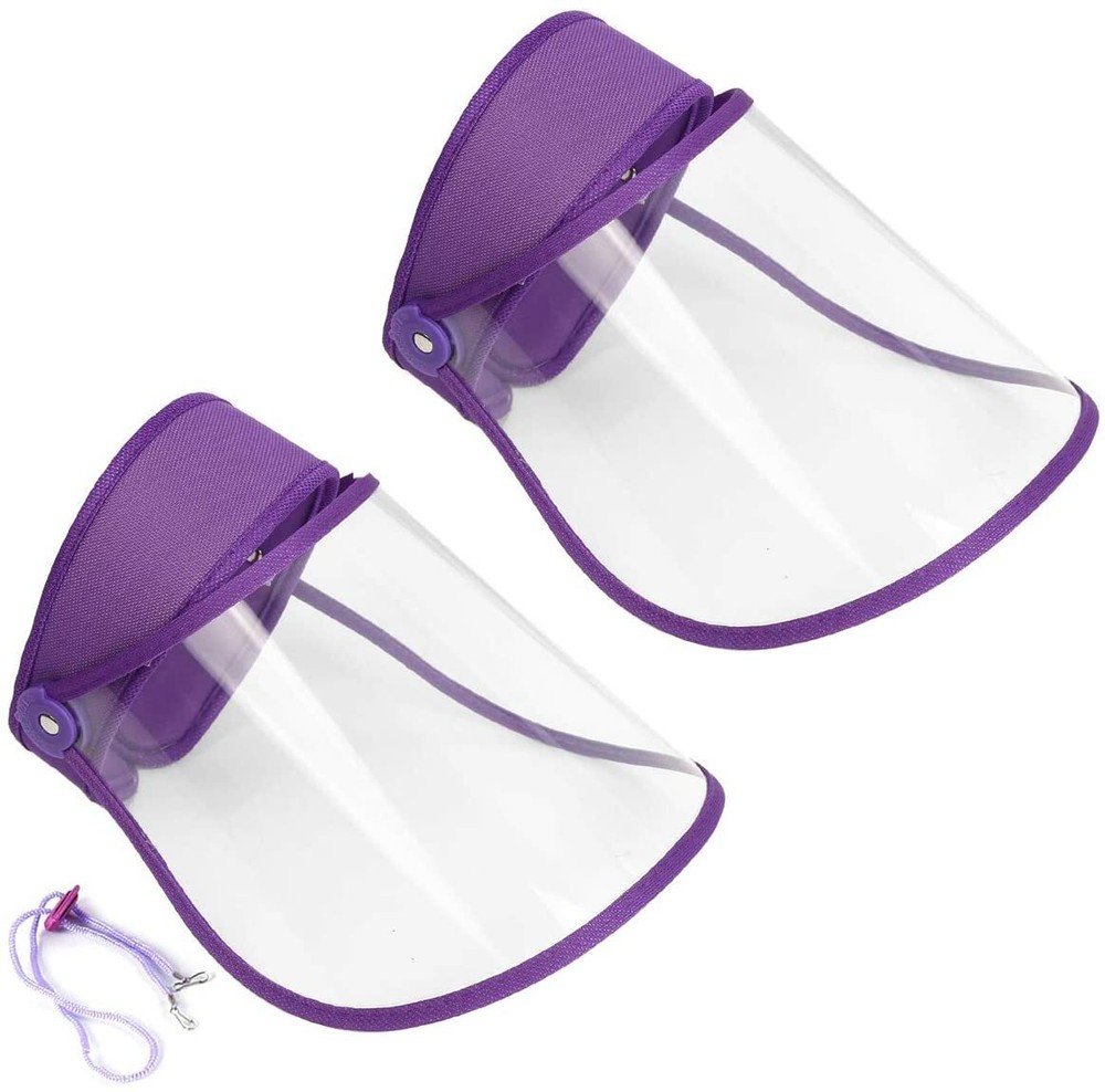 Adjustable Face Shield with Headband Clear Visor Purple Adjustable Visor 2 Pack