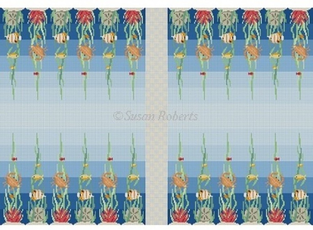 Needlepoint Handpainted Susan Roberts Backgammon Board Ocean Floor