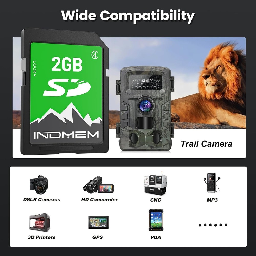 2GB SD Card, 2 Pack 2GB Class 4 Flash Memory Card 2G SLC Standard Secure Digi...