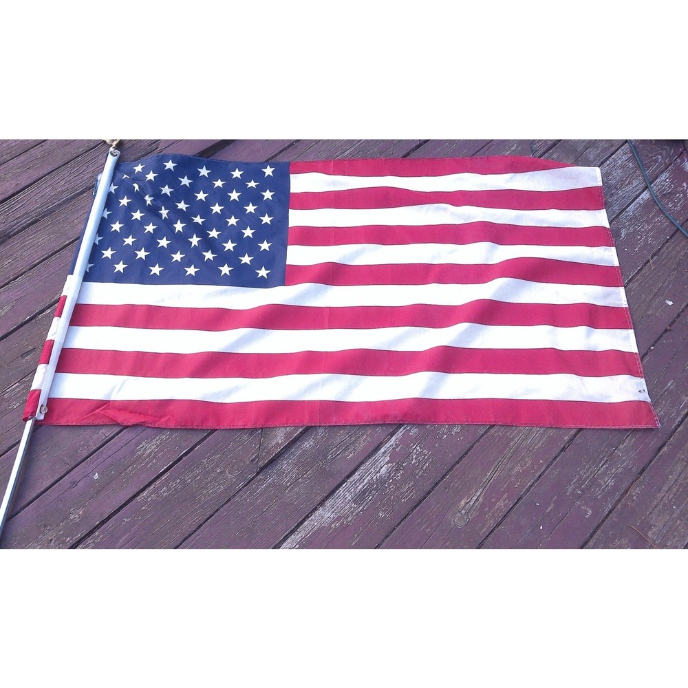 Vintage Annin & Co American USA Flag With Eagle Tip Pole