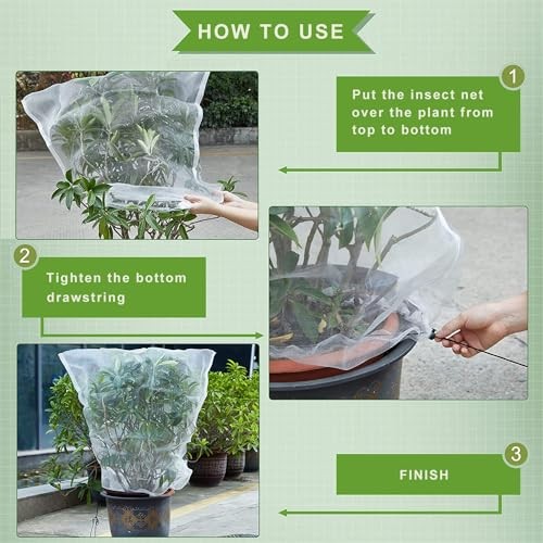 Drawstring Blueberry Netting for Bushes-(Pack) - Easy Install 4.92×3.94Ft 4