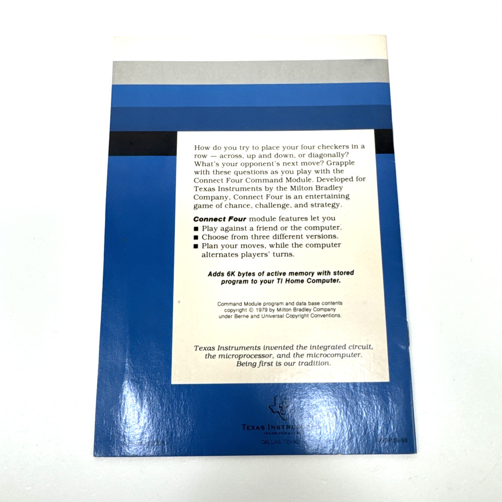 Connect Four Texas Instruments Home Computer Booklet Only
