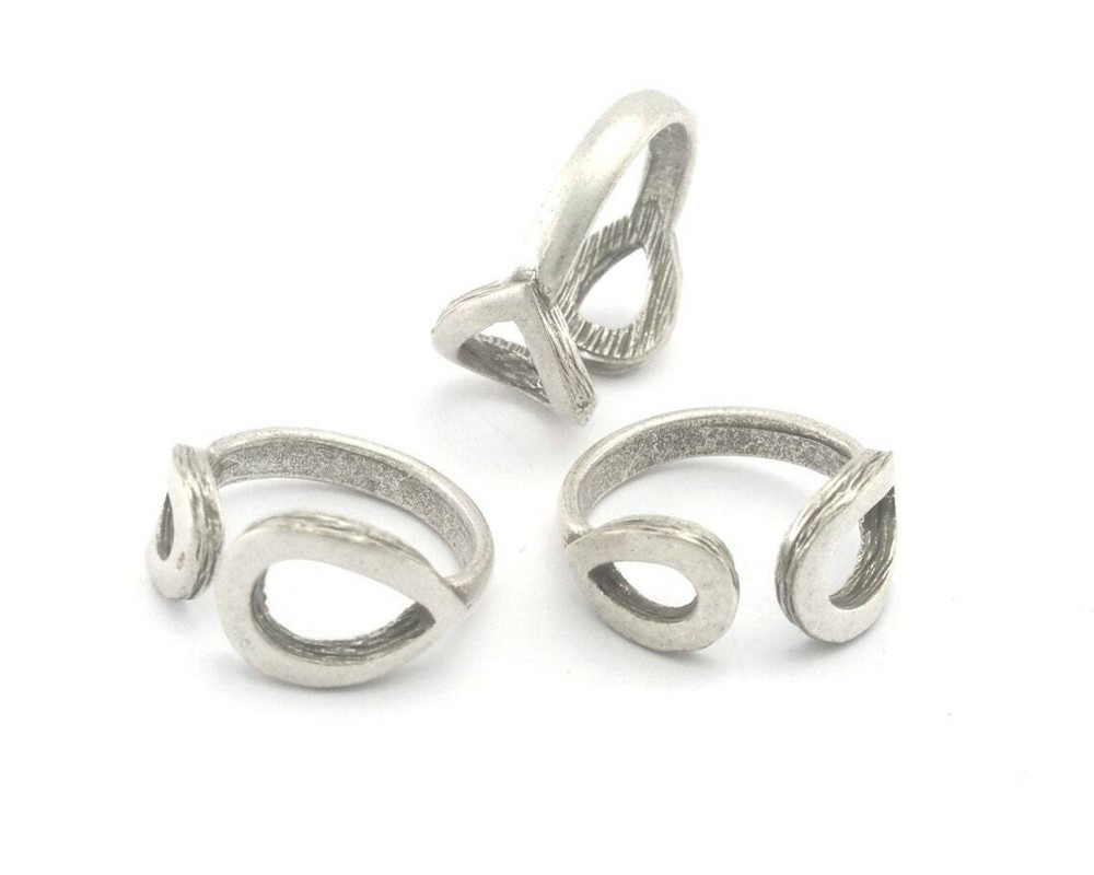 Drops Frames Adjustable Statement Ring Antique silver plated 6-8US size 4348