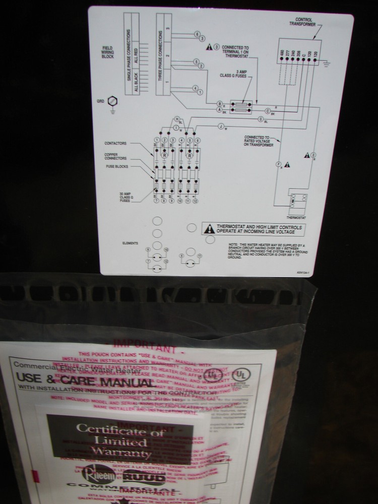 New Rheem ES120-6-G Heavy Duty Electric Commercial Water Heater 240vac 1PH/3PH