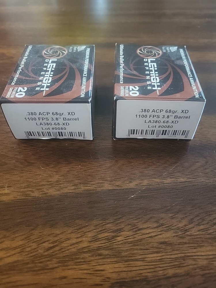 (2) EMPTY Lehigh Defense .380 ACP Ammunition Boxes, Collectible, Reloading