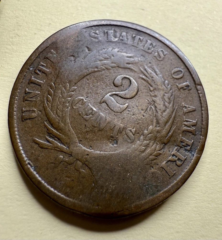1864 U.S. Two Cent – Historic Coin with Slight Bend