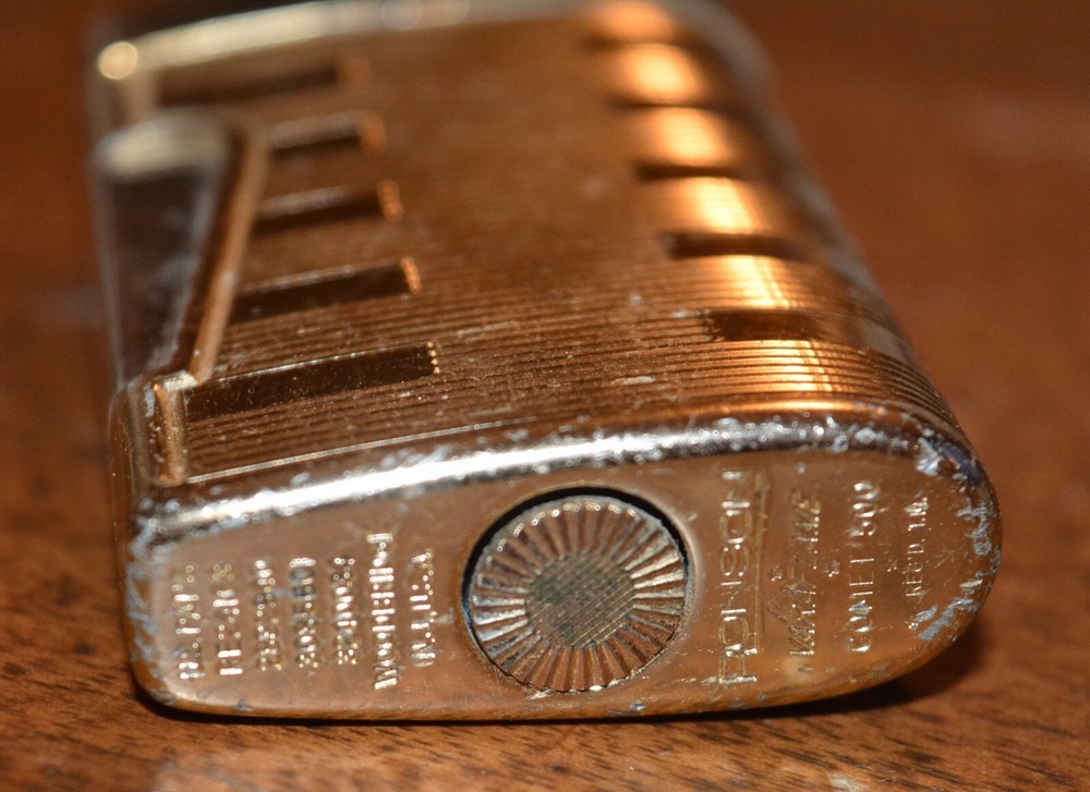 VTG RONSON Lighters (5) Gold Black Monogrammed EMPTY