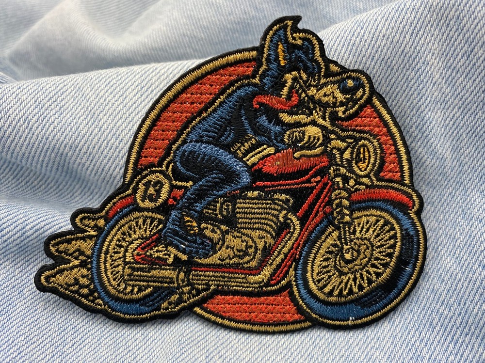 Lone Wolf on Tour Biker Retro Patch | Back Patch for Leather Vests, Motorcycle