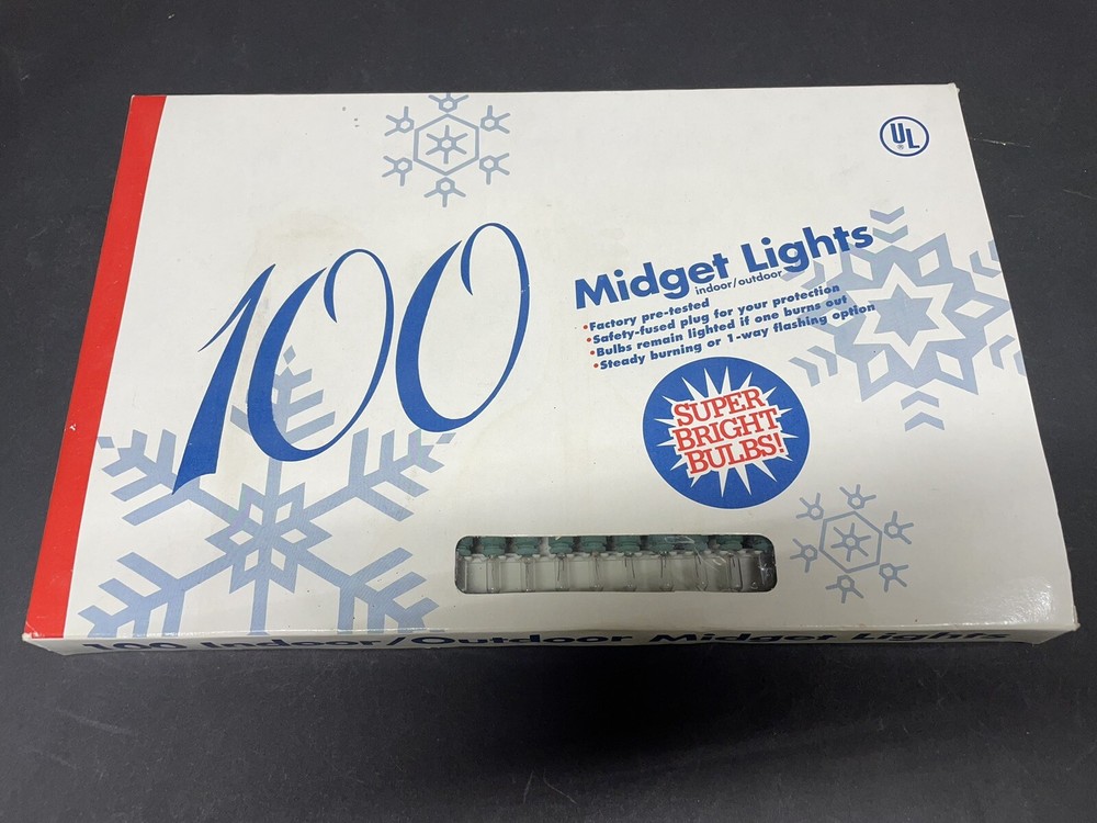 Christmas Midget Light Strand Set Of 100 White Lights