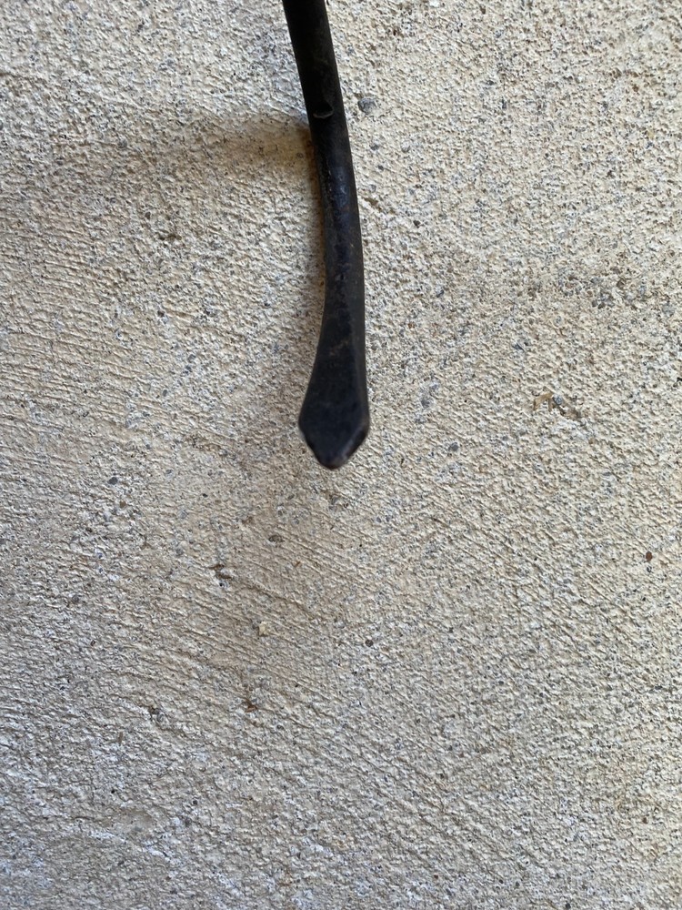 Vtg 20" Long Cast Iron Coil Handle Fire Stove Poker Hook Coil Spring Handle