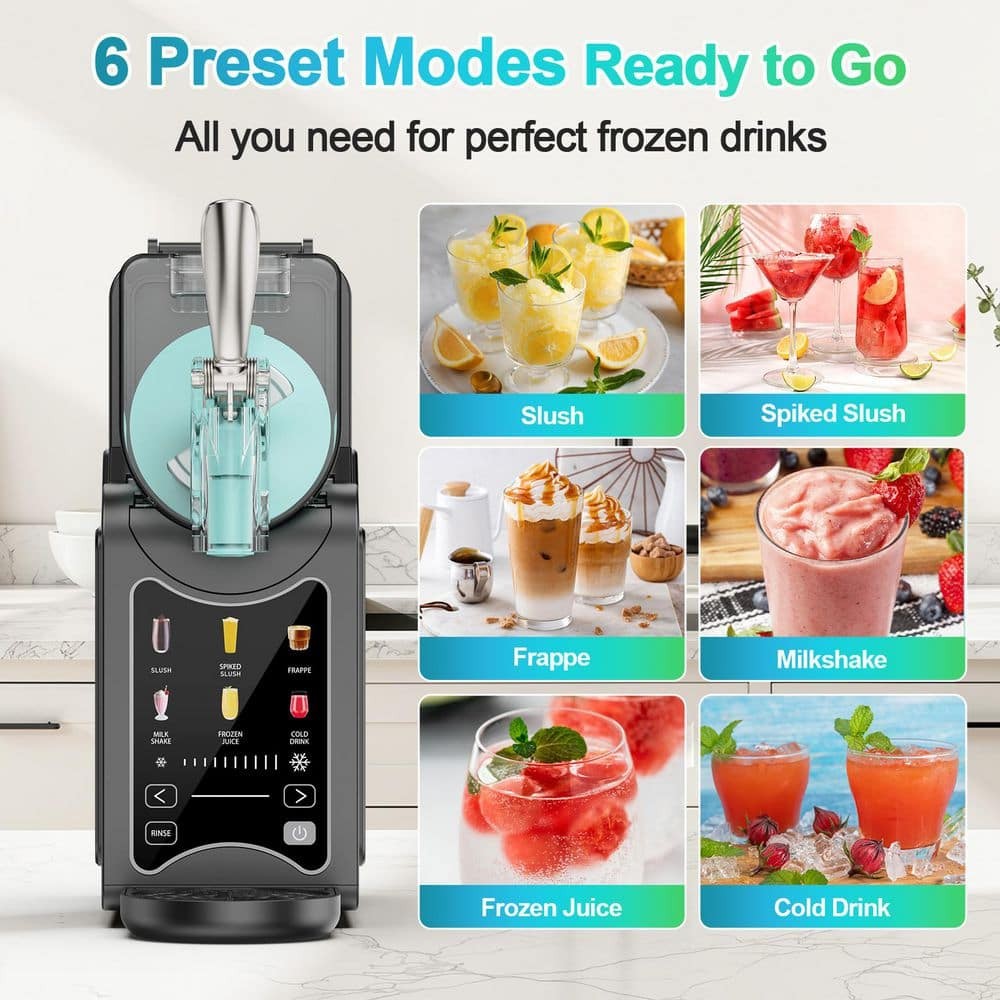Denjol 76 oz. Grey Snow Cone Machine Frozen Drink Maker with 5 Preset Programs