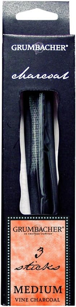 Vine Charcoal, Medium, Black, 3 Pack (V42)