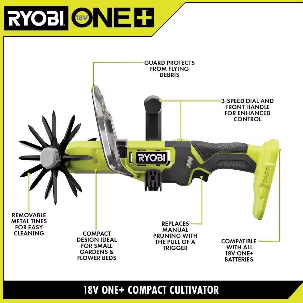 ONE+ 18V Cordless Compact Battery Cultivator (Tool Only)