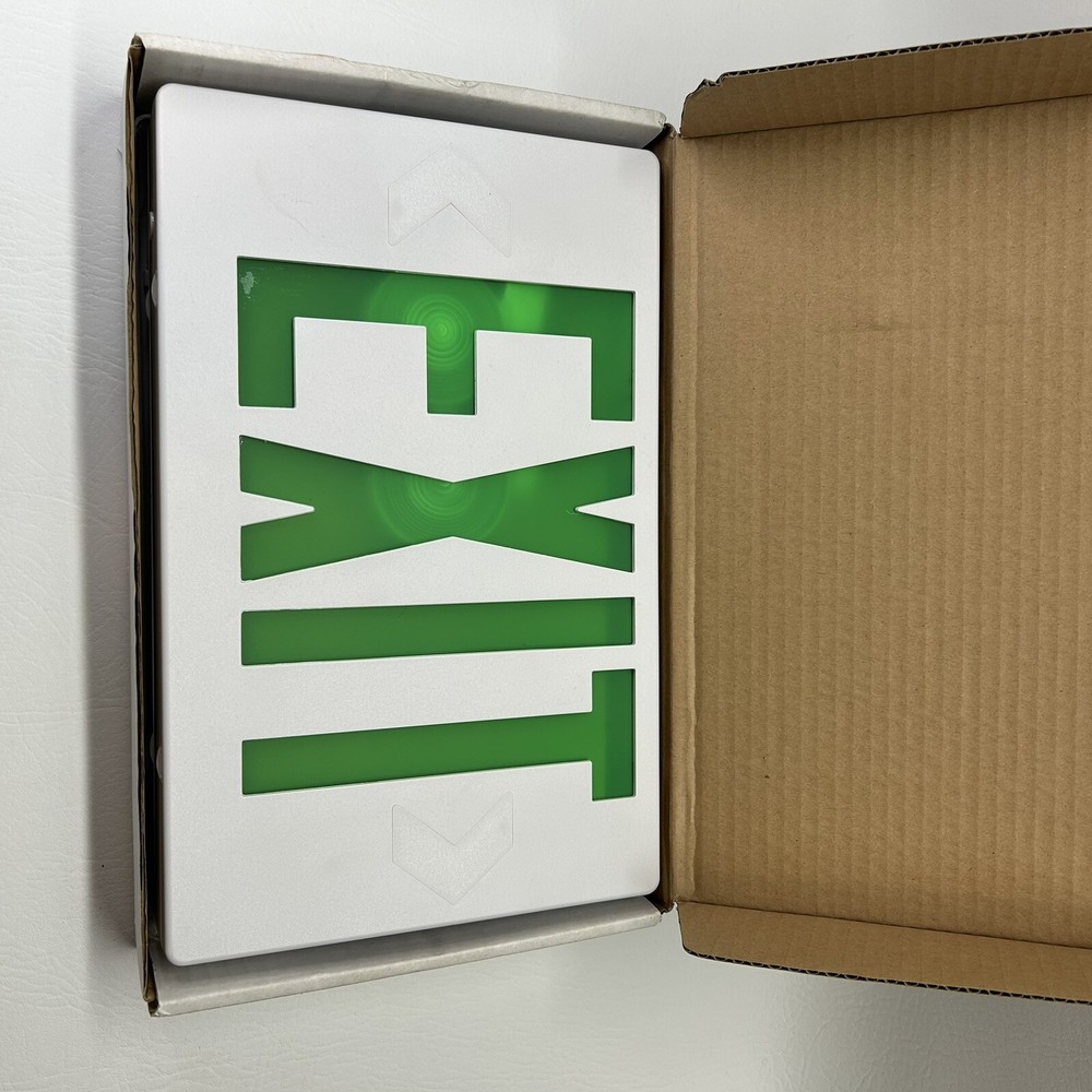 EXIT SIGN Cooper Lighting All Pro Green/White Plastic LED Exit, 120/277VAC APC7G