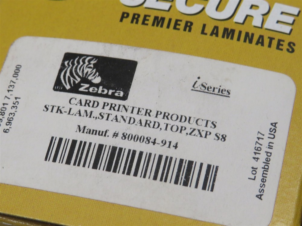 Open Box Zebra 800084-914 True Secure 1 Mil Clear Laminate - 625 Prints
