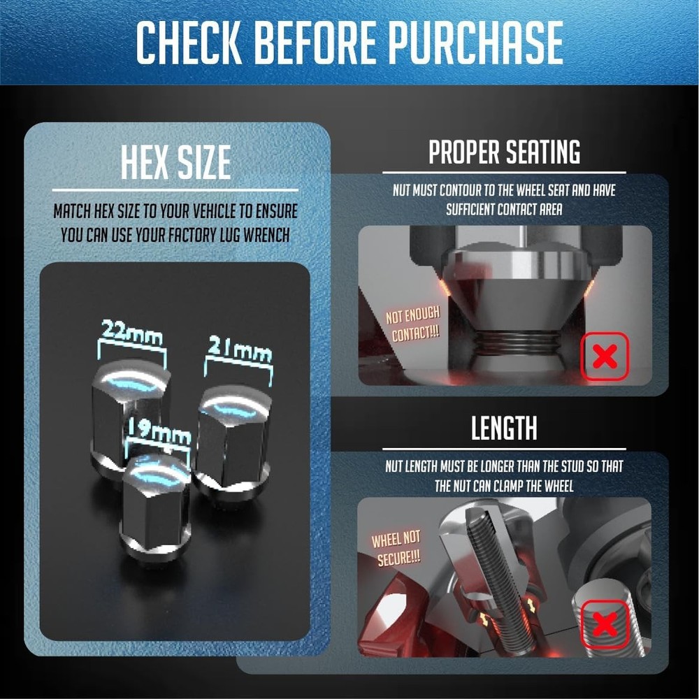 M14x1.5 Chrome Lug Nuts 24pc 1.77" GM
