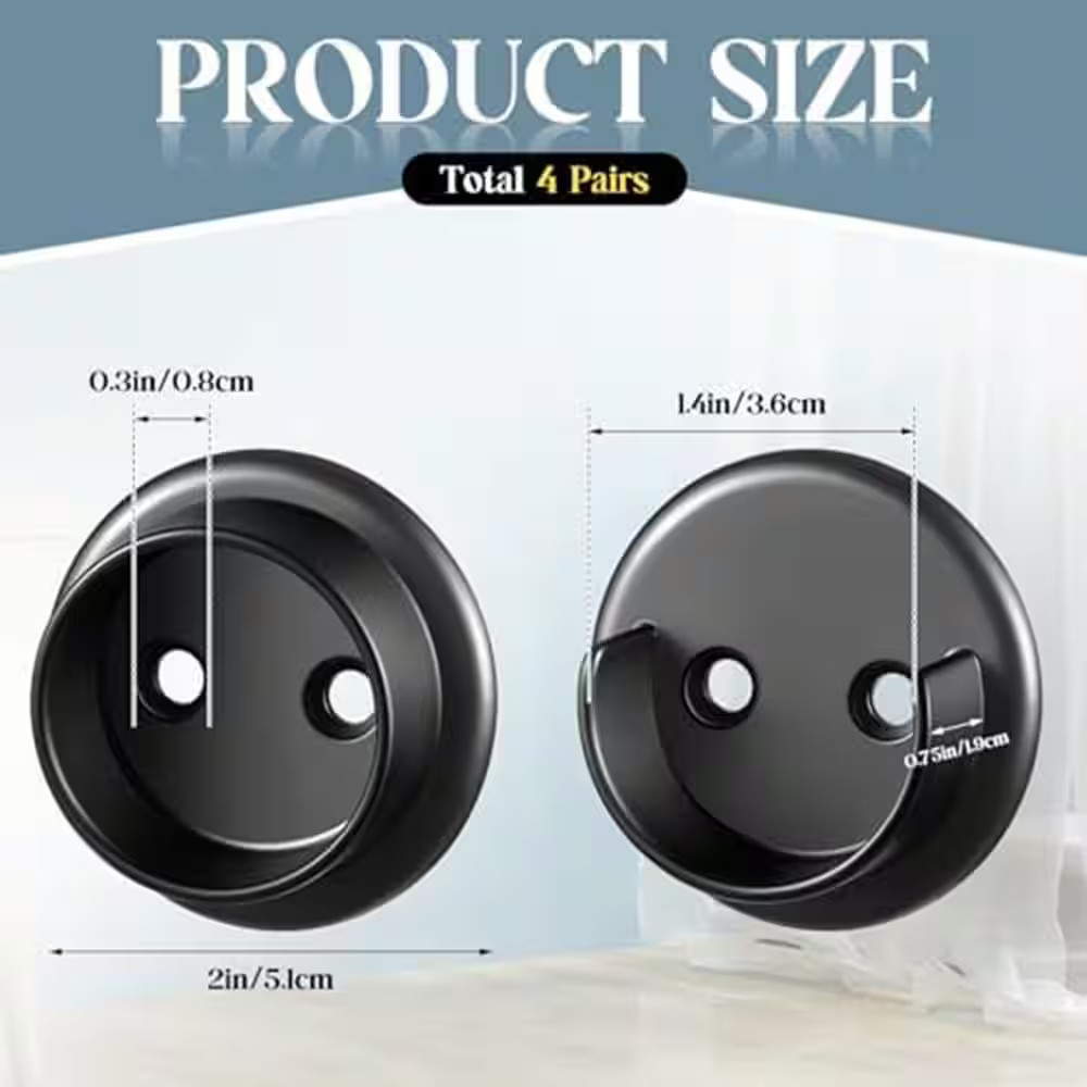 8-Pack Wall Mount Closet Rod Bracket Set with Heavy Duty Metal Socket Accepts 1-