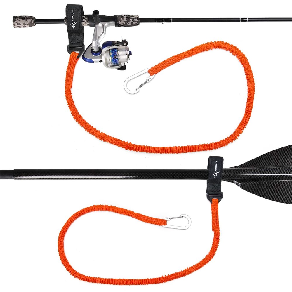 Kayak Paddle Tether Coiled Leash Carabiner Paddle Rod SUP Kayaking Accessory
