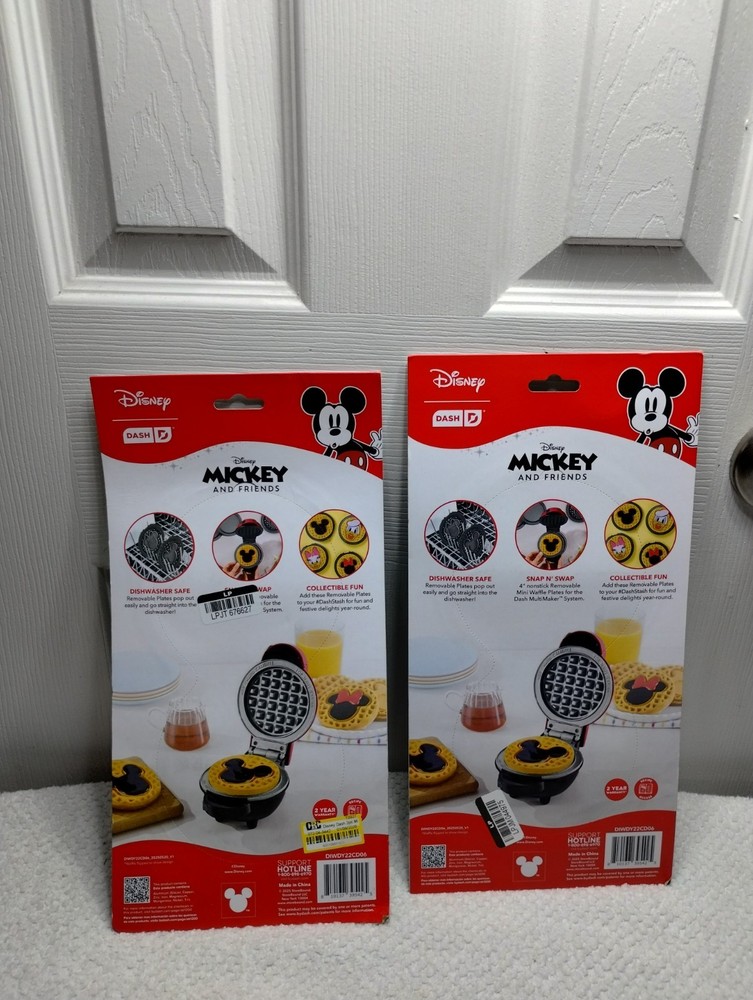 Disney Dash Mickey & Minnie Mouse Removable Waffle Plates MultiMaker System, 2ct