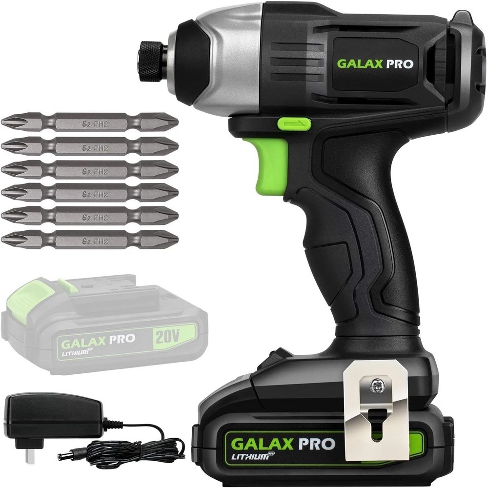 Compact 20V Lithium Ion Impact Driver with Charger & 6 Bits - Versatile Tool