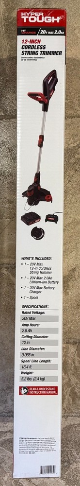 Hyper Tough 20V Max 12" Cordless String Trimmer With Battery & Charger