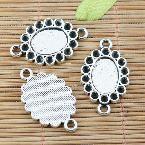 8pcs tibetan silver plated oval shaped cabochon setting connector EF2269
