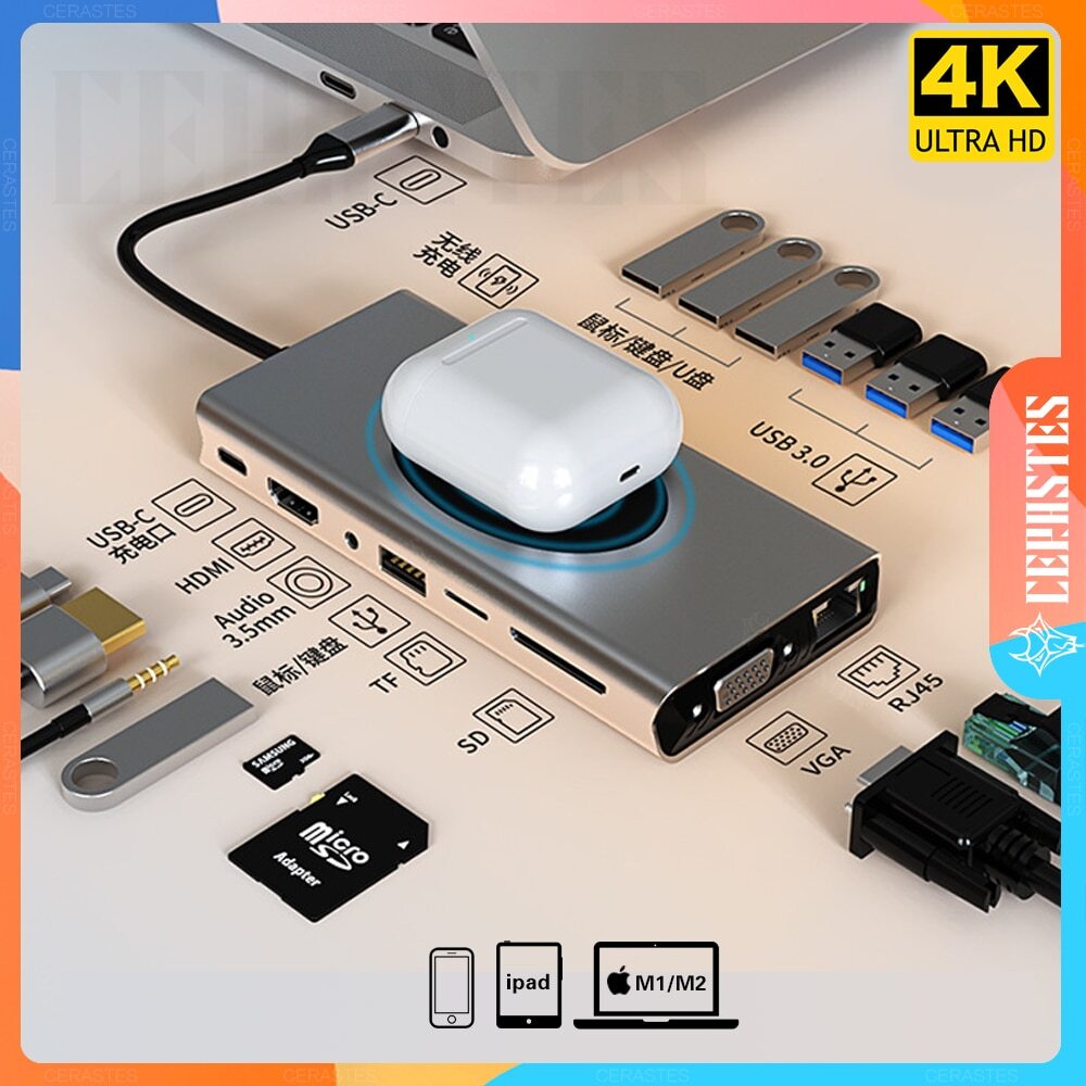 USB 3.0 Type C to HDMI-compatible USB Splitter Adapter for MacBook Laptop PC