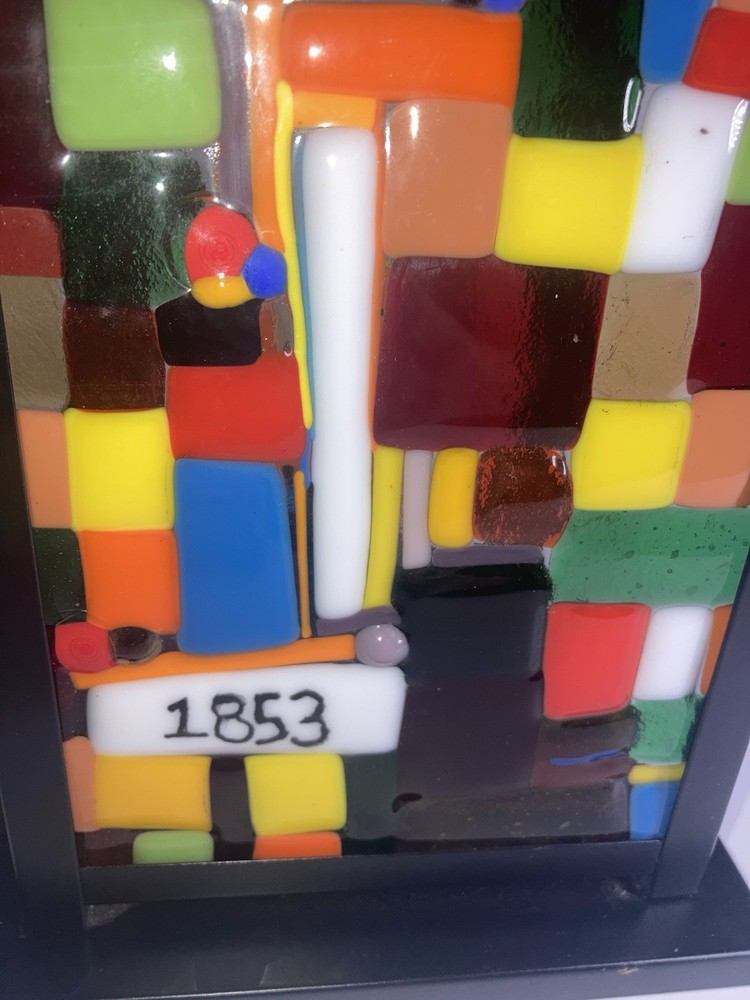 Fused Glass Panel Lantern Metal Floral Abstract Panel