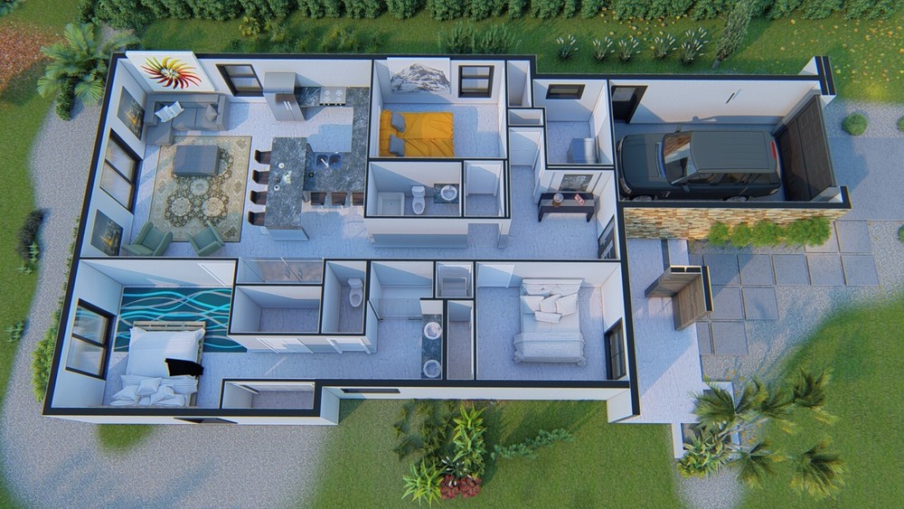 CADFILE BLUEPRINTS CONTEMPORARY HOUSE PLAN ARCHUP #114