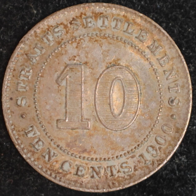 1900 Straits Settlements 10 Cents AU