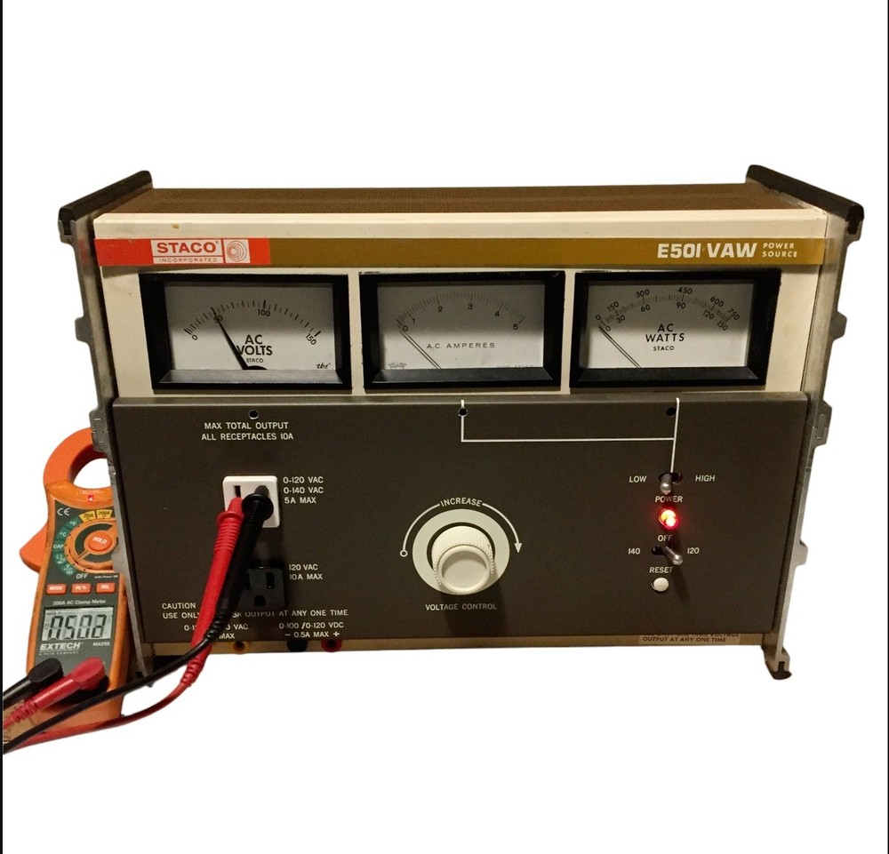 Staco E50I VAW Power Source Variac Variable Transformer Watts Amps AC Volts
