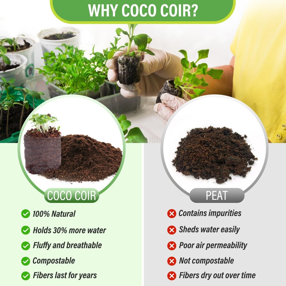 100 PCS 30mm Coco Coir Pellets Seed Starter Pods, Compressed Seed Starting Co...