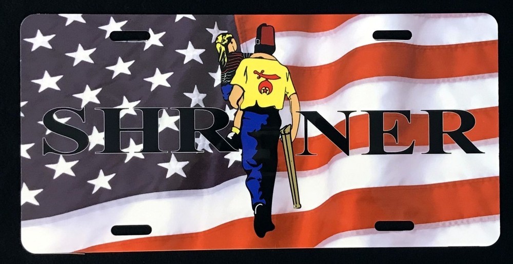 Shriner U.S. Flag  Auto Plate - Style 2 (AP-SH-US2)
