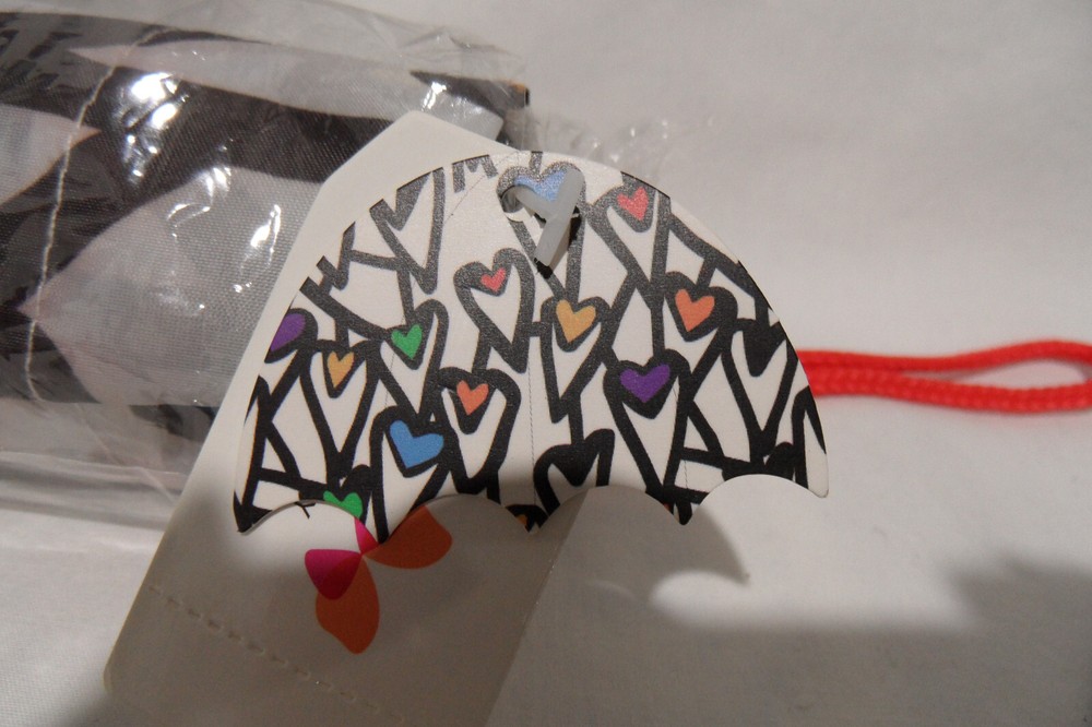 PAPER DESTINY rainbow hearts umbrella NWT