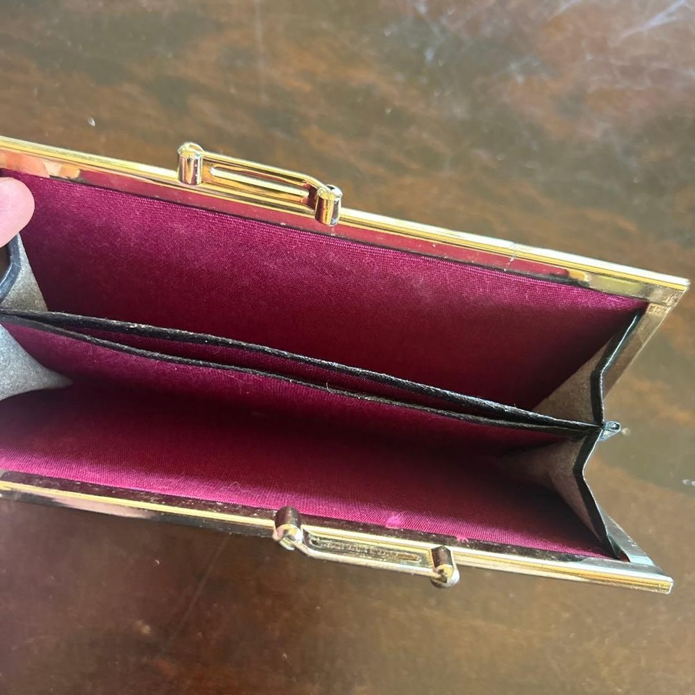 Geometric Pattern Canvas Clutch Bag Red Interior Compact