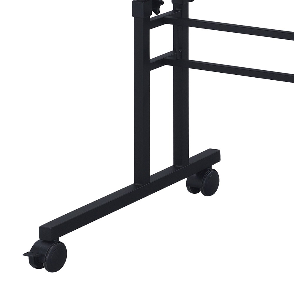 Height-Adjustable Rolling Desk - Mobile Writing Table w/ Movable Shelf - Office