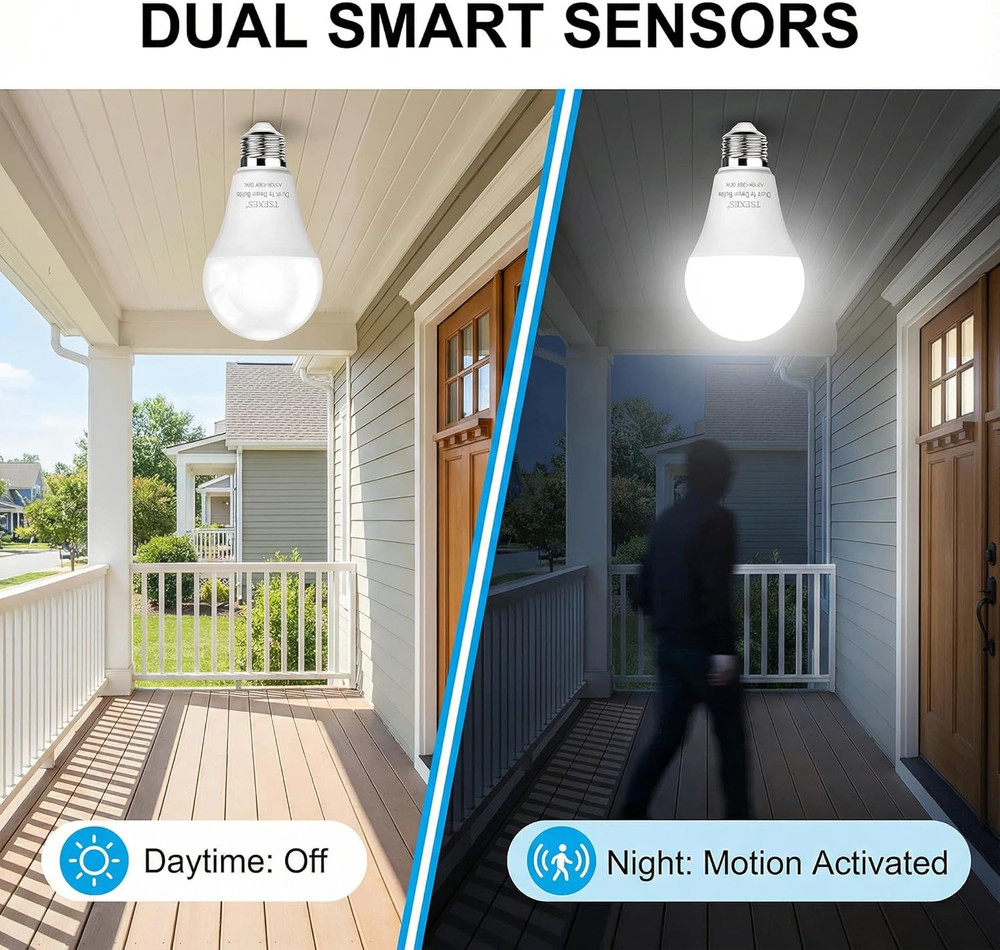 12W Motion Sensor Light Bulbs (100W Equivalent), 5000K Daylight, Motion Activate