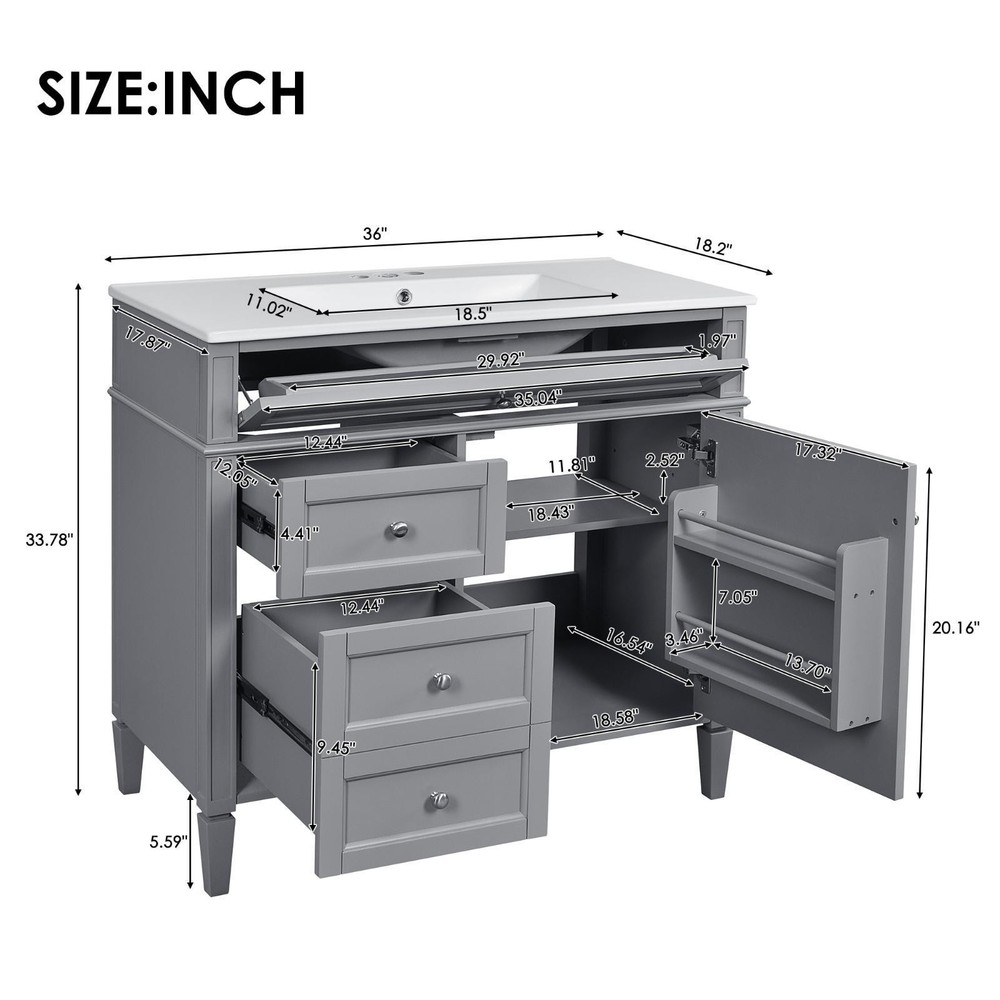 Minimalist 36'' Bathroom Vanity with Single Sink: Design, Ample Storage & Easy