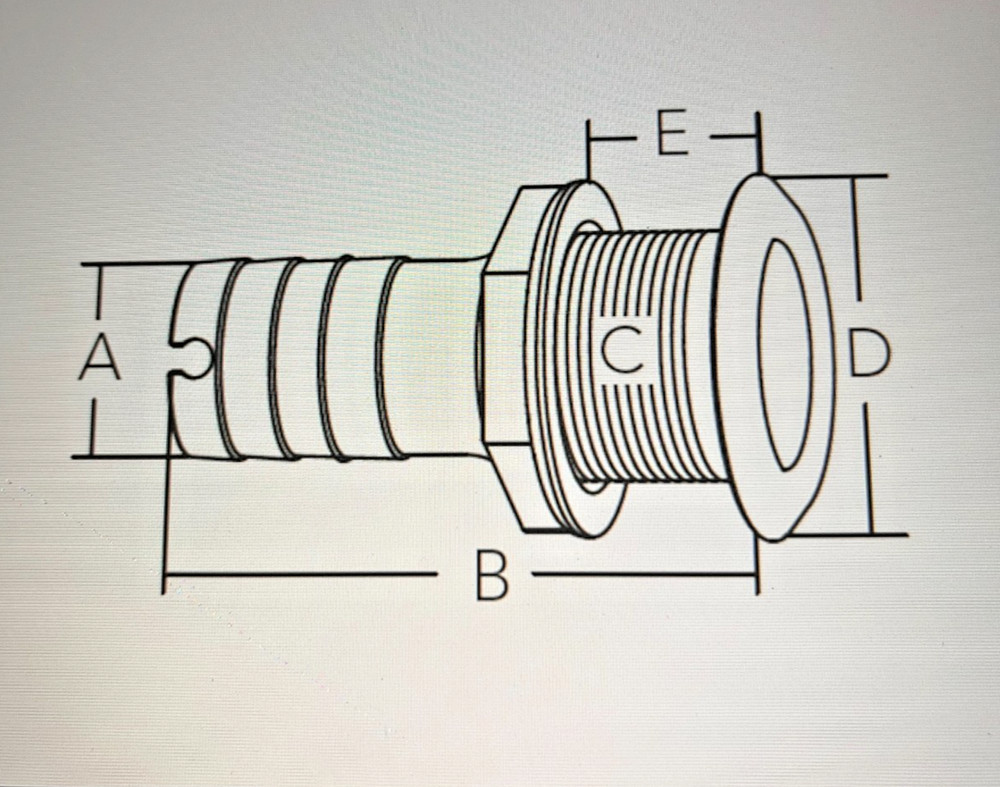 1 1/2" Bronze Thru Hull with Hose Barb