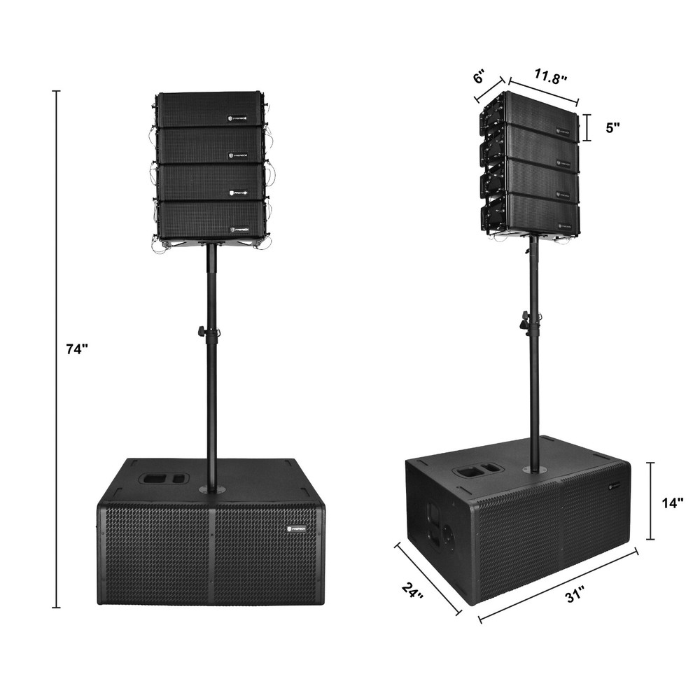PRORECK DJ Speaker Powered Line Array System Set 6000W P.M.P.O Stere Combo Set