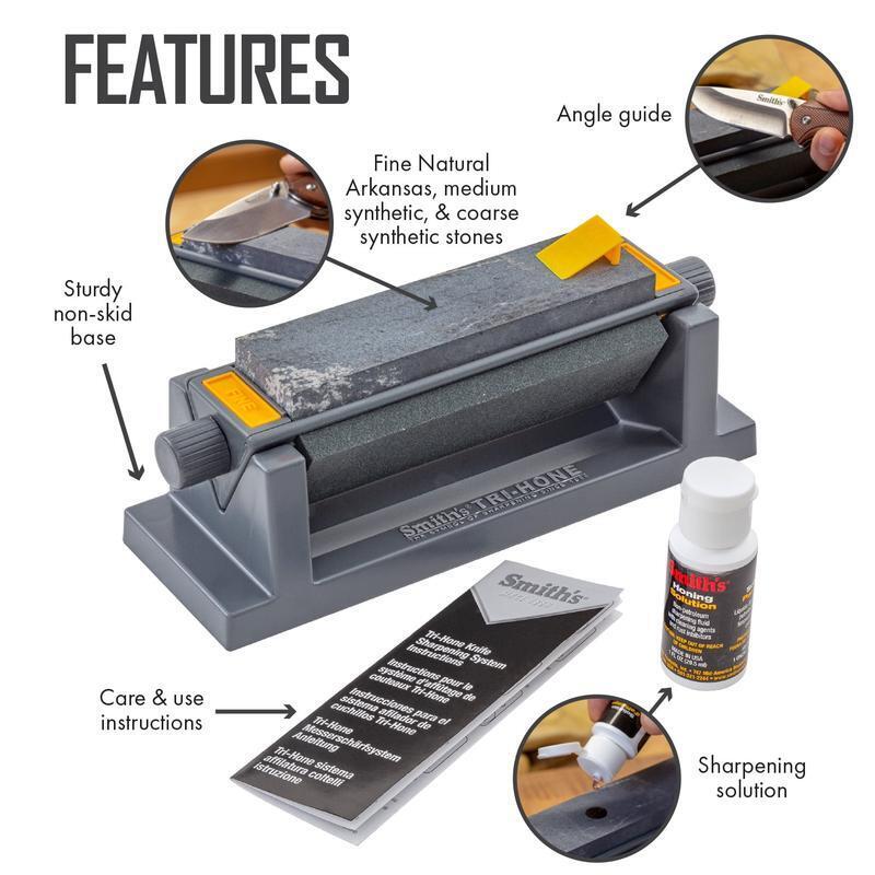 Synthetic Stones 3-Sided Tri-Hone Sharpening System Honing Oil Tools Angle Guide