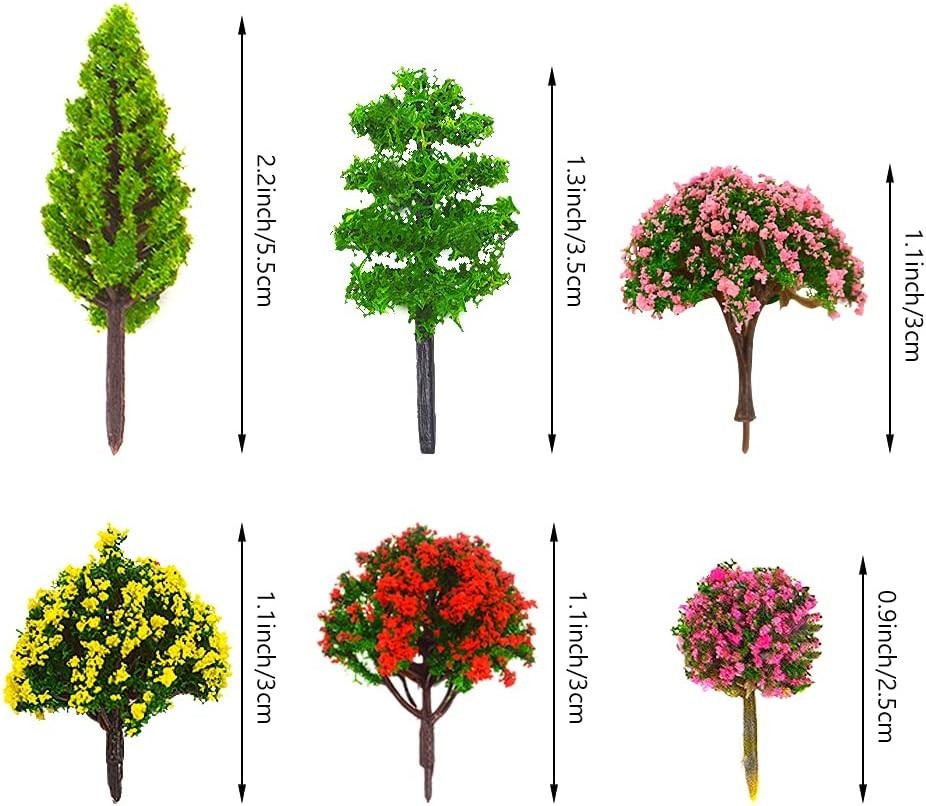 70-Pack Mixed Model Tree Train Trees Railroad Scenery Diorama Tree Architectu...