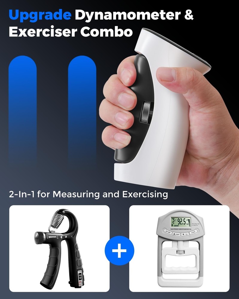 Hand Grip Strength Tester Dynamometer: Digital Electronic Measure Gripper Tra...