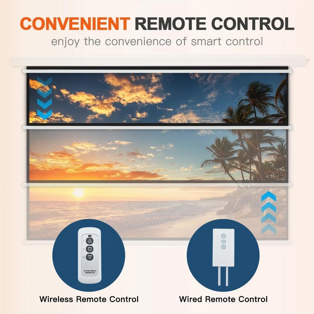 150" Projector Screen Motorized 16:9 4K HD Pull Down 150 INCH 16:9 US ONLY